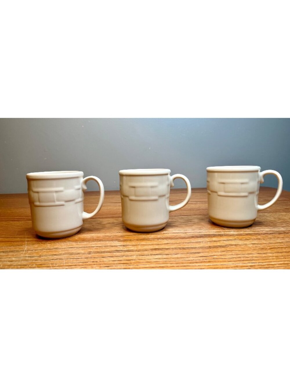 Set of 3  Longaberger Ivory Woven Traditions 12 ounce  Coffee Mugs